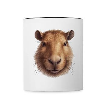 Capybara Wasserschwein retro Nagetier Tier lustig - Tasse zweifarbig - Weiß/Schwarz - Vorne