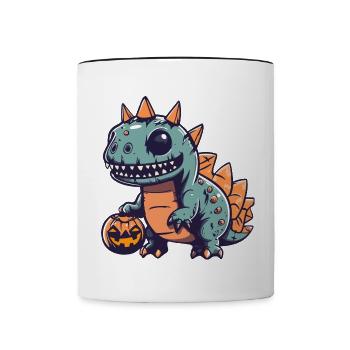 Dinosaure stégosaure Halloween Zombie - Mug contrasté - blanc/noir - Devant