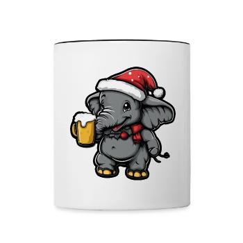 Mammut Weihnachten Bier Lustig - Tasse zweifarbig - Weiß/Schwarz - Vorne