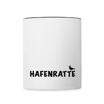 Hafenratte, lustige Sprüche Küste Hamburg Nordsee - Tasse zweifarbig - Weiß/Schwarz - Vorne