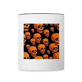 Crânes Motif Halloween Citrouille Noir & Orange - Mug contrasté - blanc/noir - Devant