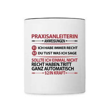 Praxisanleiterin Abschied Danke sagen Geschenkidee - Tasse zweifarbig - Weiß/Schwarz - Vorne