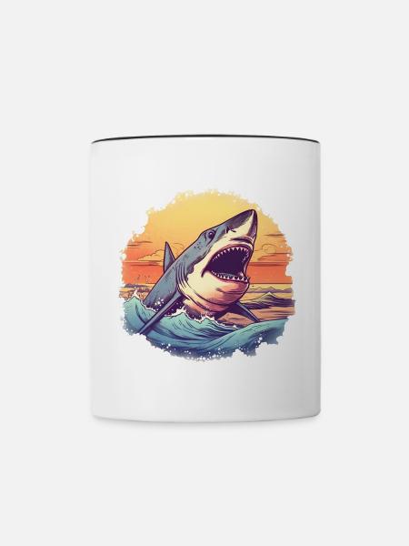 Weißer Hai - Tasse zweifarbig - Weiß/Schwarz