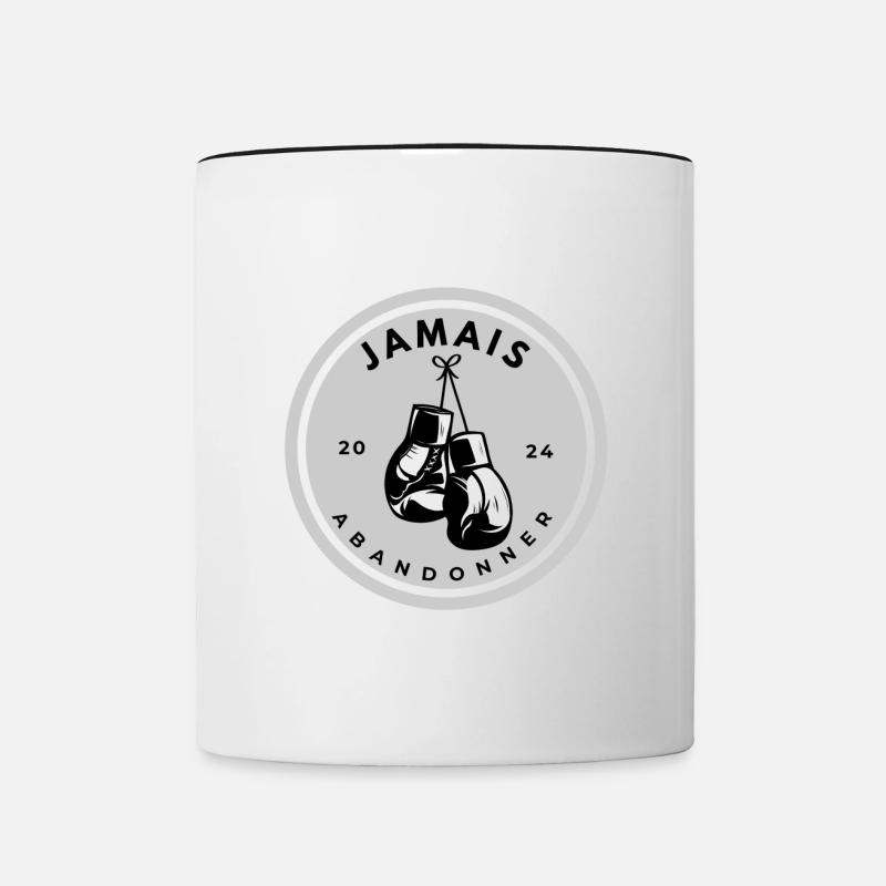Boxe - Jamais Abandonner - Mug contrasté - blanc/noir