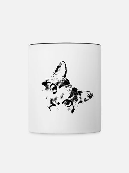 Katzengesicht - Tasse zweifarbig - Weiß/Schwarz