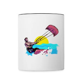 Kiter Kiteboarding Kitesurfing - Contrasting Mug - white/black - Front