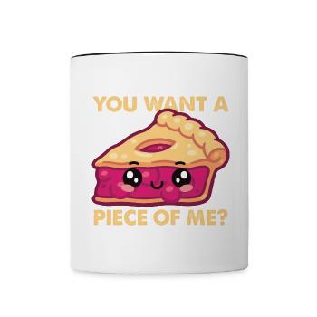 You want a piece of me Kawaii Pumpkin Pie Li - Contrasting Mug - white/black - Front