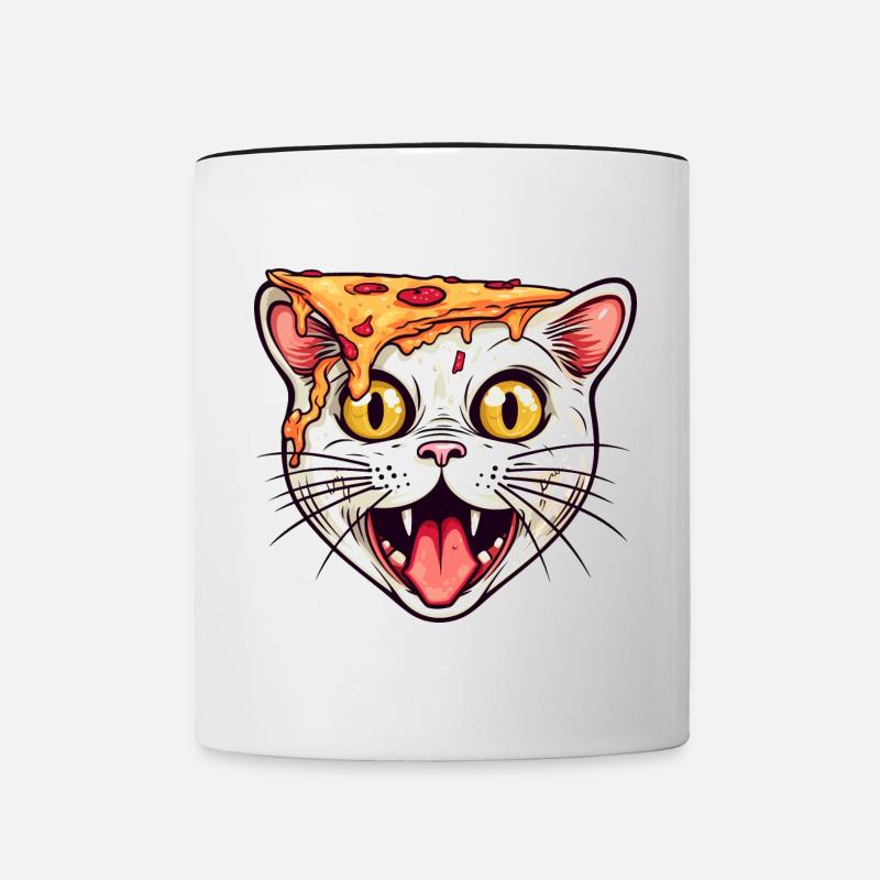 Pizza Cat - Mug contrasté - blanc/noir