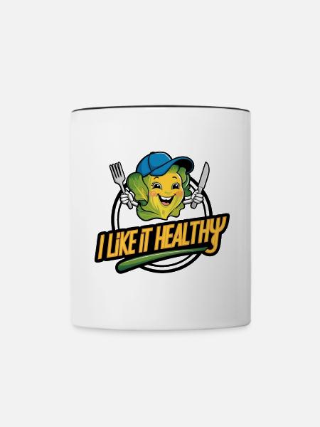 Gesund vegan vegetarisch lebe - Tasse zweifarbig - Weiß/Schwarz