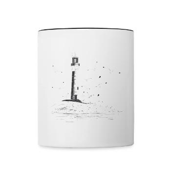 Leuchturm Möwe Hafen Moin Meer See - Tasse zweifarbig - Weiß/Schwarz - Vorne