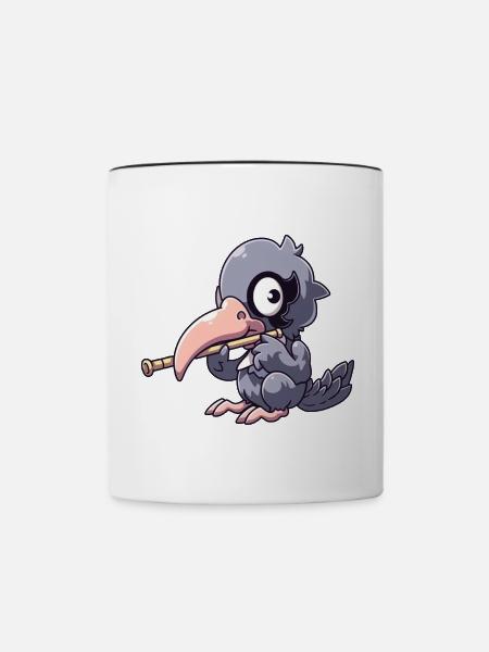 Schuhschnabel spielt Flöte - Tasse zweifarbig - Weiß/Schwarz