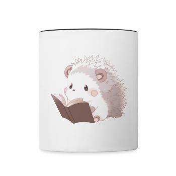 Lecture de hérisson mignon - Mug contrasté - blanc/noir - Devant