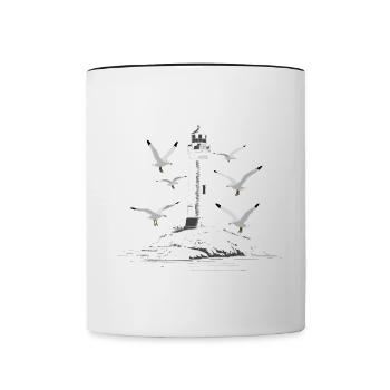 Leuchturm Möwe Hafen Moin Meer See - Tasse zweifarbig - Weiß/Schwarz - Vorne