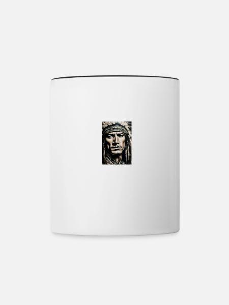 winnetou,indianer,illustration,graffiti,braun - Tasse zweifarbig - Weiß/Schwarz