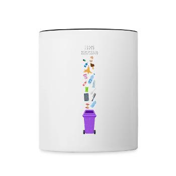 J’adore recycler - Mug contrasté - blanc/noir - Devant
