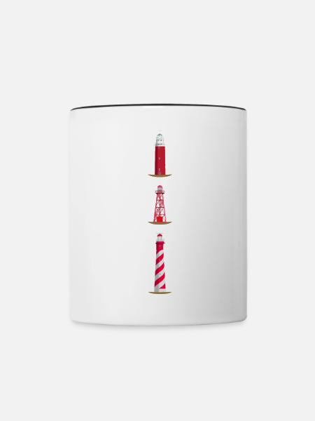 Leuchttürme Texel, Den Oever, Westerlichttoren - Tasse zweifarbig - Weiß/Schwarz