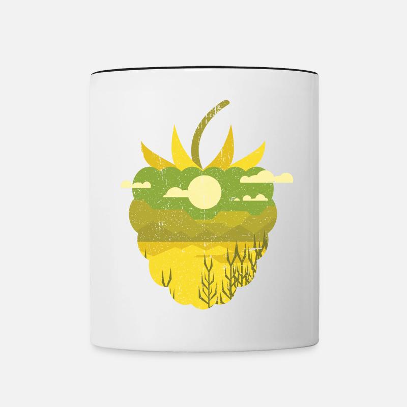 Vintage panoramic raspberry - Contrasting Mug - white/black