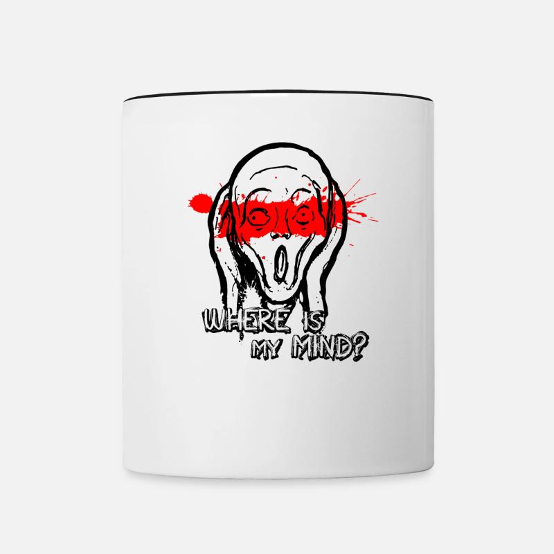 Der Schrei - Where is my mind? - Tasse zweifarbig - Weiß/Schwarz