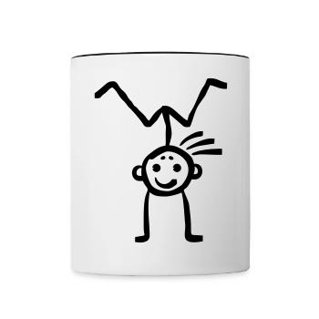 Stick figures floor gymnastics gymnastics handstand - Contrasting Mug - white/black - Front