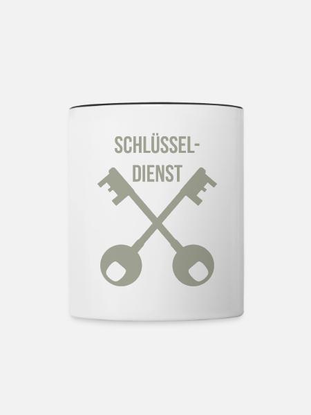 Schlüsseldienst, Schlüssel, Geschenkidee - Tasse zweifarbig - Weiß/Schwarz