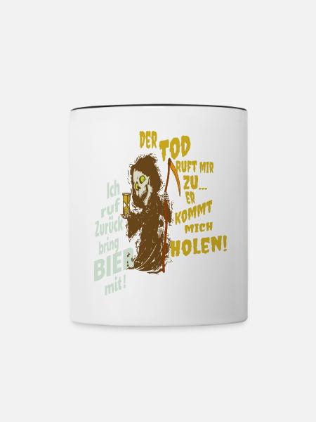 Lustiger Sensenmann - Tasse zweifarbig - Weiß/Schwarz