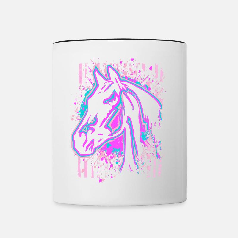 Cheval - Rose Lila - Mug contrasté - blanc/noir