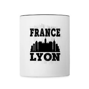 Lyon France City Skyline Summer Holiday Love - Contrasting Mug - white/black - Front