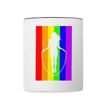 Jumping Rope Jumping Rope Jumping Sticker Shirt - Contrasting Mug - white/black - Front