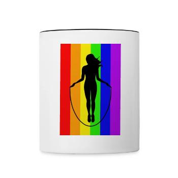 Jumping Rope Jumping Rope Jumping Sticker Shirt - Contrasting Mug - white/black - Front