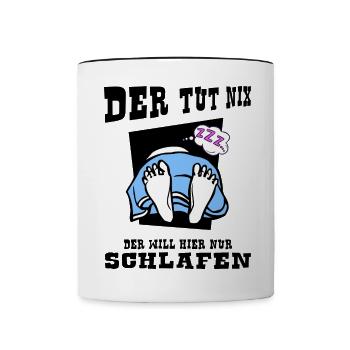schlafmodus "der tut nix" napping schlafmütze - Tasse zweifarbig - Weiß/Schwarz - Vorne