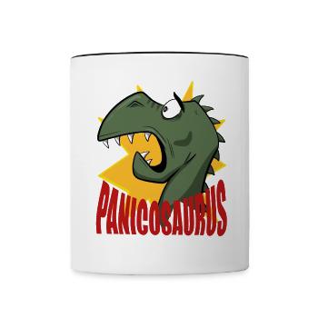 Drôle de chemise Dino, Dinosaures, Enfants, Autocollants - Mug contrasté - blanc/noir - Devant