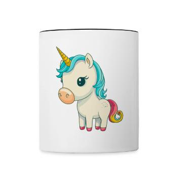 Licorne colorée douce mignonne bande dessinée bande dessinée - Mug contrasté - blanc/noir - Devant