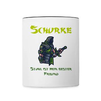 Stahl trifft auf Schatten | Das Schurken-Design - Tasse zweifarbig - Weiß/Schwarz - Vorne