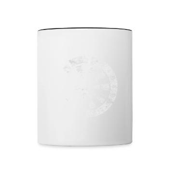 Fléchettes, jeu de fléchettes, jeu de fléchettes, fléchettes, joueurs de fléchettes - Mug contrasté - blanc/noir - Devant