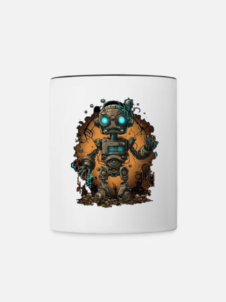 Netter kleiner Roboter - Tasse zweifarbig - Weiß/Schwarz
