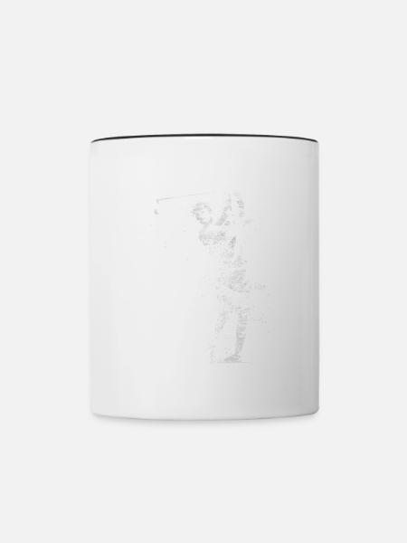 Golf, Golf, Golfeur, Sport, Hobby, Splash, Grunge - Mug contrasté - blanc/noir