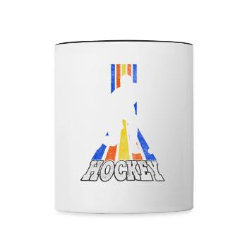 Hockey Field Hockey Player Sports Fan Team Vintage - Contrasting Mug - white/black - Front