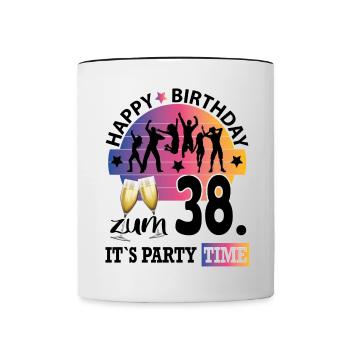 Geburtstag 38 Party People Fete Dancing Tanzen - Tasse zweifarbig - Weiß/Schwarz - Vorne