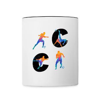 Fußball Fußballer Fußballspieler Sport Fan Verein - Tasse zweifarbig - Weiß/Schwarz - Vorne