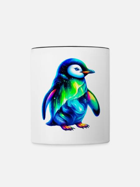 Aurora Borealis Pinguin - Tasse zweifarbig - Weiß/Schwarz