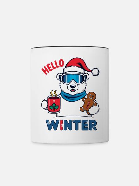 Eisbär mit Lebkuchen - Tasse zweifarbig - Weiß/Schwarz