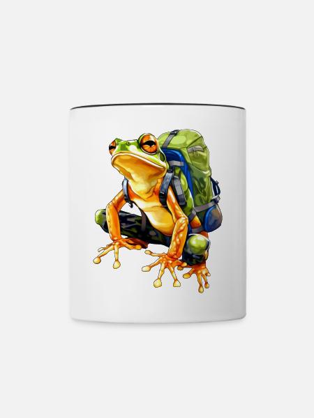 Frosch Bergsteiger / Wandern Frösche - Tasse zweifarbig - Weiß/Schwarz
