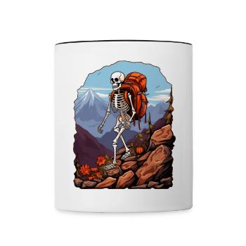 Skeletons Hiking / Mountaineer Skeleton - Contrasting Mug - white/black - Front