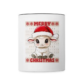 Mouton Agneau Moche Noël Noël Doux - Mug contrasté - blanc/noir - Devant
