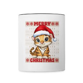 Tiger Ugly Christmas Christmas Xmas Cute Cute - Contrasting Mug - white/black - Front