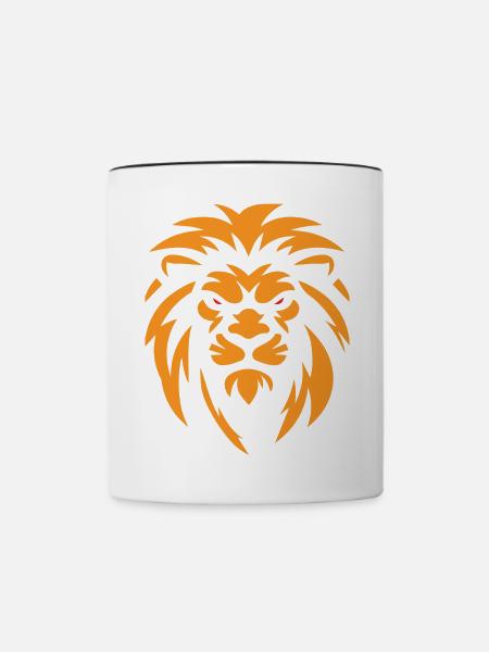 Wütender Löwe - Tasse zweifarbig - Weiß/Schwarz