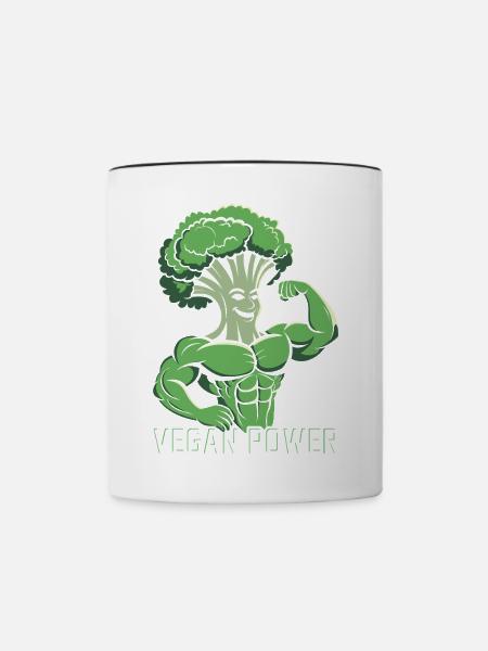 Vegane Power - Tasse zweifarbig - Weiß/Schwarz