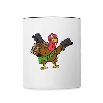 Thanksgiving Thanksgiving turkey turkey pilgrim - Contrasting Mug - white/black - Front