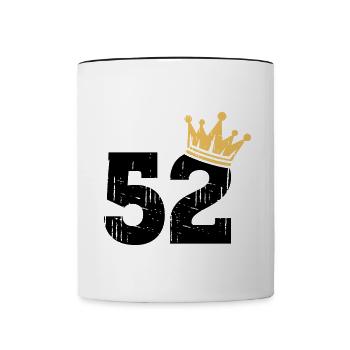 52 Crown 52nd birthday 52 years old - Contrasting Mug - white/black - Front