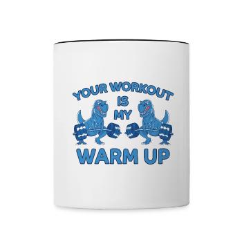 Entraînement Échauffement T-Rex Dinosaur Fitness Cadeau - Mug contrasté - blanc/noir - Devant